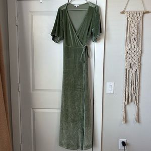 Baltic Born Meghan Velvet Wrap Dress in Sage